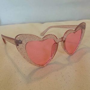 Heart Shaped 😍 Rose Colored Glitter Glasses, Y2K Style, NWOT